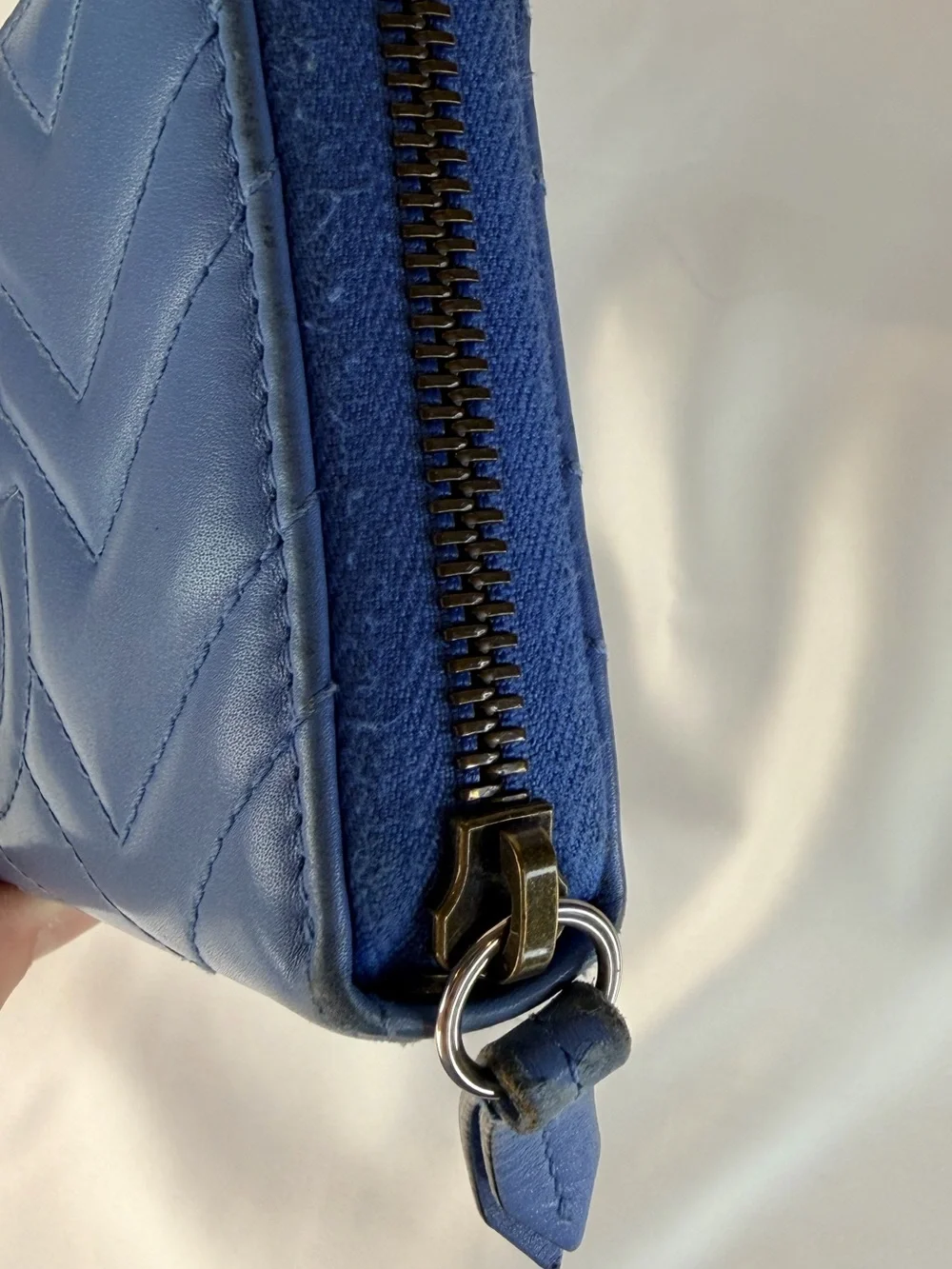 Gucci GG Marmont Zip Around Wallet Blue Leather with Gold Hardware and Dustbag - Picture 7 of 16
